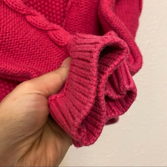 Gap kids Girl’s hot pink chunky cable knit thick fisherman sweater M 5-6 old - Picture 7 of 9